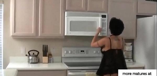  Hot Short Haired Milf In Stockings Fucked In The Kitchen